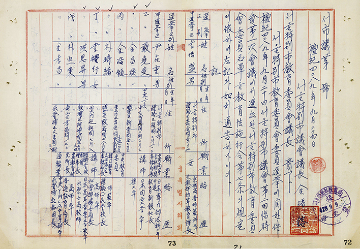 서울특별시교육위원회 발족 문서